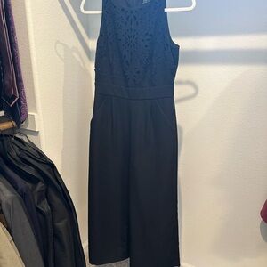 Tahari Black Sleeveless Laser-cut Jumpsuit - with Pockets